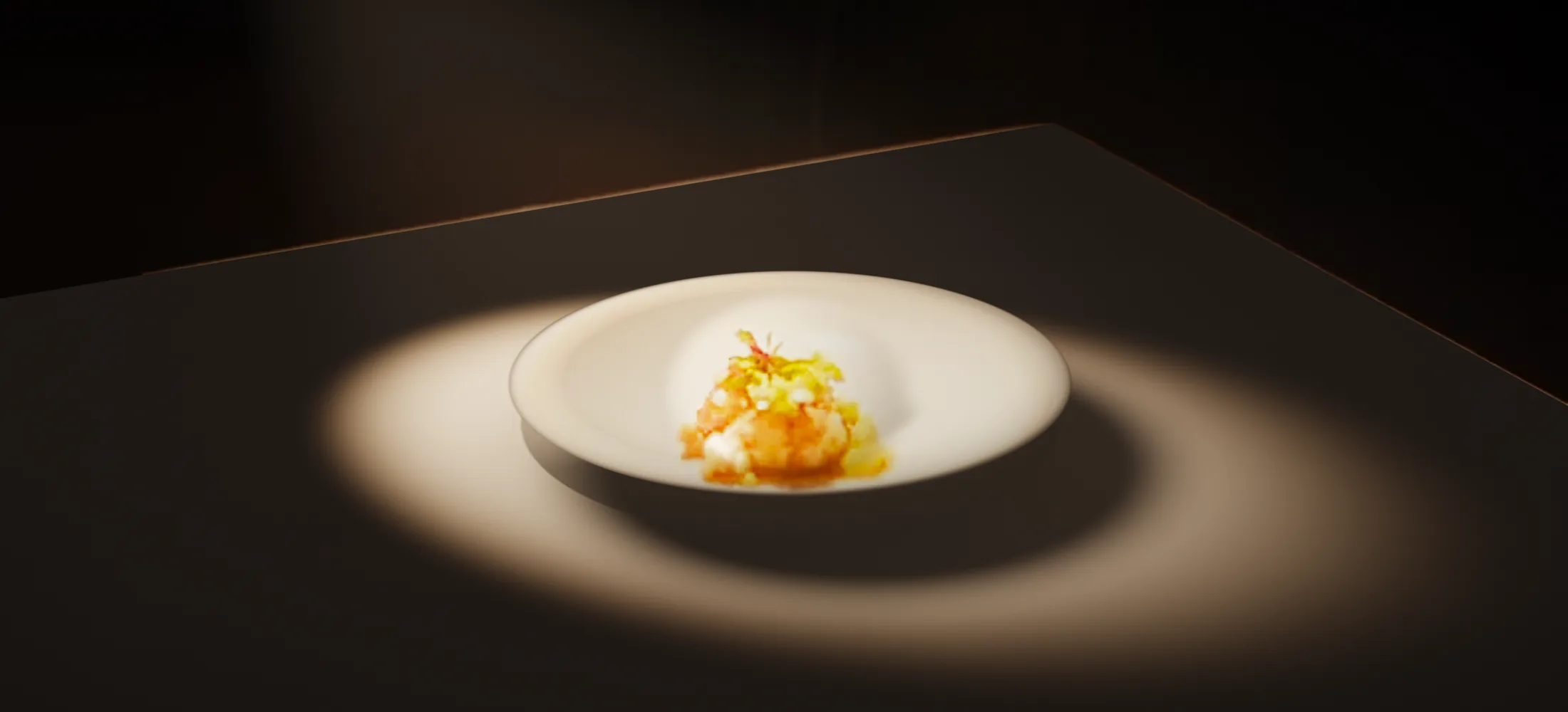 The dish in our light: it glows, the rest of the room stays dark.